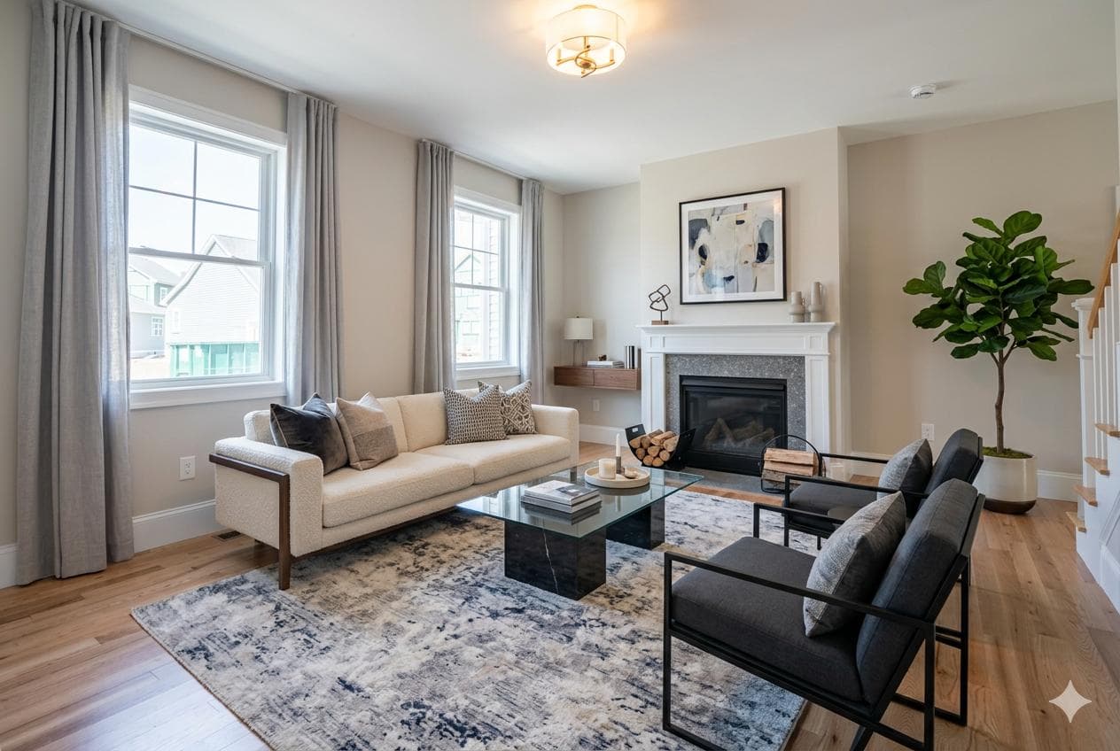 A beautifully staged living room showcasing the transformation possible with professional staging